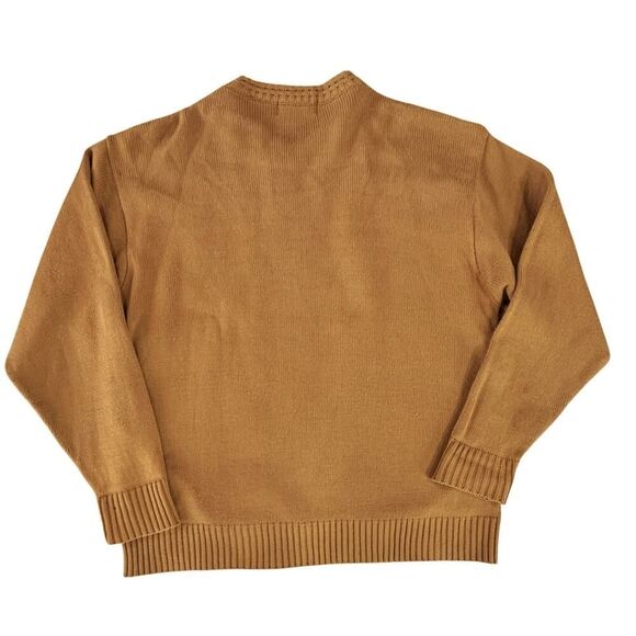 GOCHU Mens Vintage 90's Acrylic Sweater Brown Leather Patch Cosby Coogi SZ Large - Picture 2 of 12